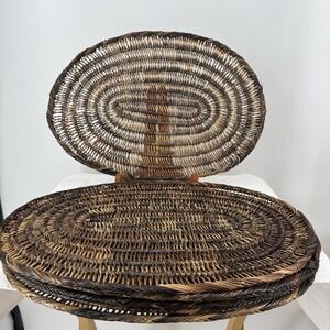 6 Wicker‎ Rattan Woven Oval Placemat Plates Boho Table Scape Decor 18" X 12"